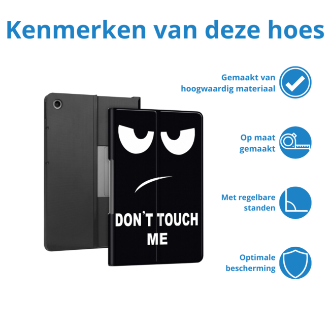 Case2go - Tablet hoes geschikt voor Lenovo Tab Plus (2024) - Book case - Met Stand - 11.5 Inch - Don't Touch Me