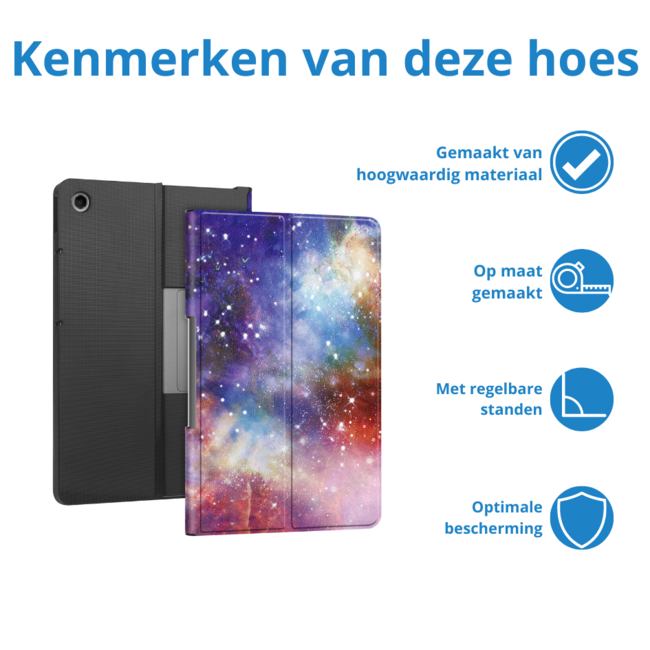 Case2go - Tablet hoes geschikt voor Lenovo Tab Plus (2024) - Book case - Met Stand - 11.5 Inch - Galaxy