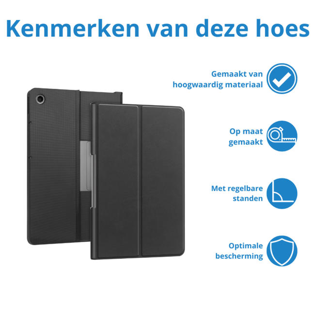Case2go - Tablet hoes geschikt voor Lenovo Tab Plus (2024) - Book case - Met Stand - 11.5 Inch - Zwart