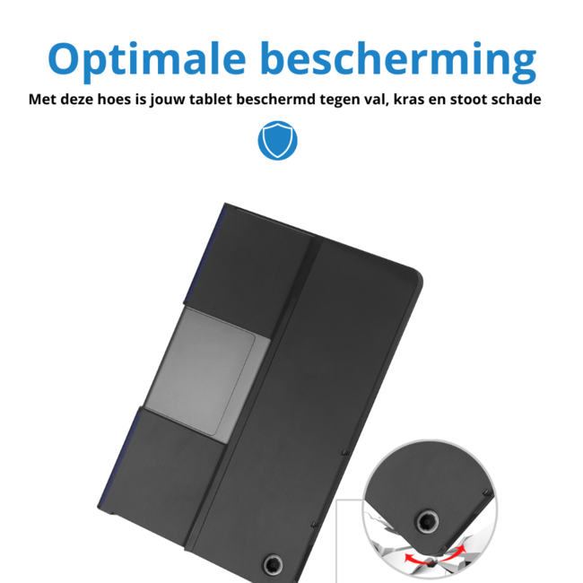 Case2go - Tablet hoes geschikt voor Lenovo Tab Plus (2024) - Book case - Met Stand - 11.5 Inch - Donkerblauw