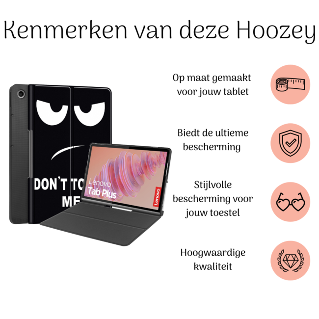 Hoozey - Tablet hoes geschikt voor Lenovo Tab Plus 2024 - 11.5 inch - Book Case - Met Stand - Don't Touch Me