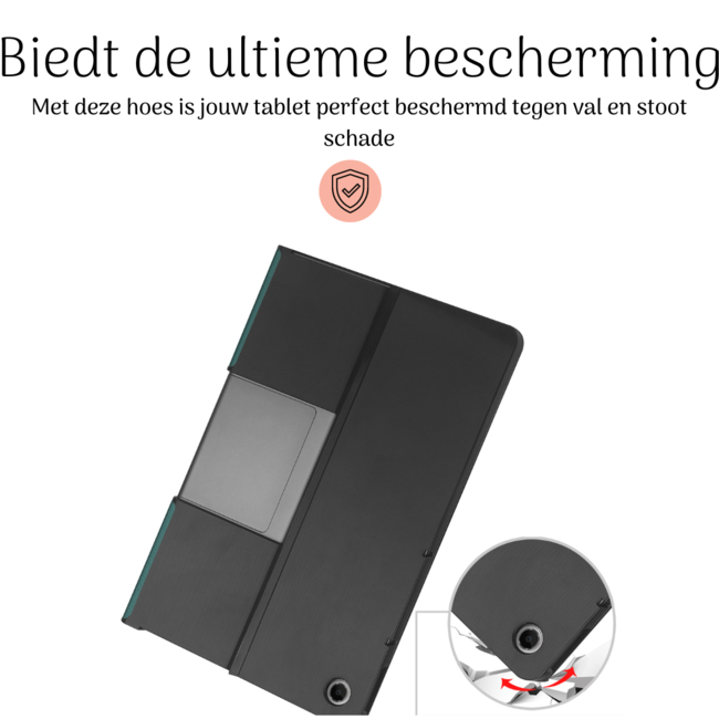 Hoozey - Tablet hoes geschikt voor Lenovo Tab Plus 2024 - 11.5 inch - Book Case - Met Stand - Donkergroen
