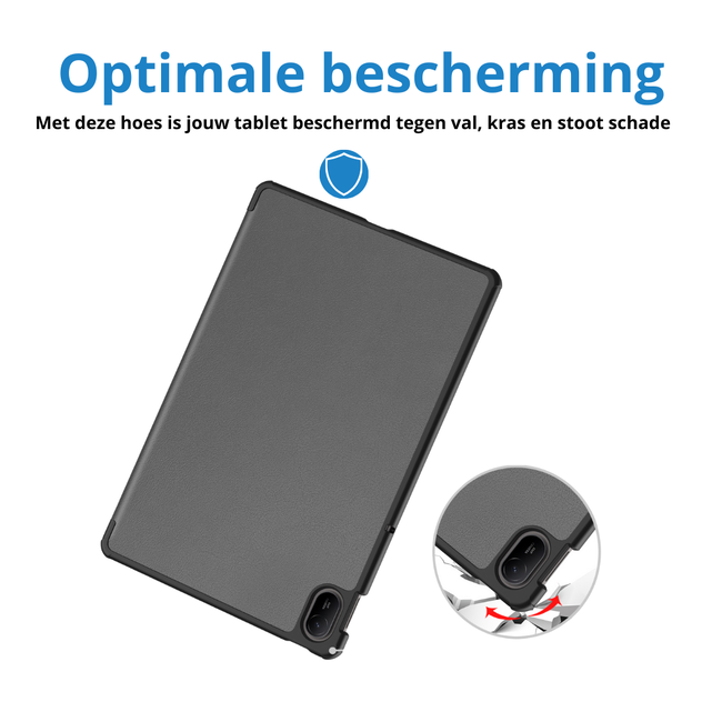 Case2go - Tablet hoes geschikt voor Huawei MatePad SE 11 (2024) - Tri-Fold Book Case - Auto Wake/Sleep functie - Grijs