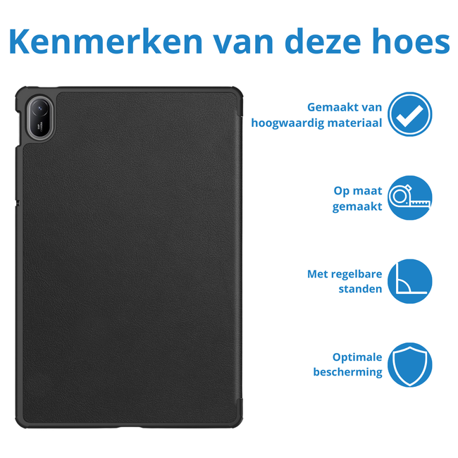 Case2go - Tablet hoes geschikt voor Huawei MatePad SE 11 (2024) - Tri-Fold Book Case - Auto Wake/Sleep functie - Zwart