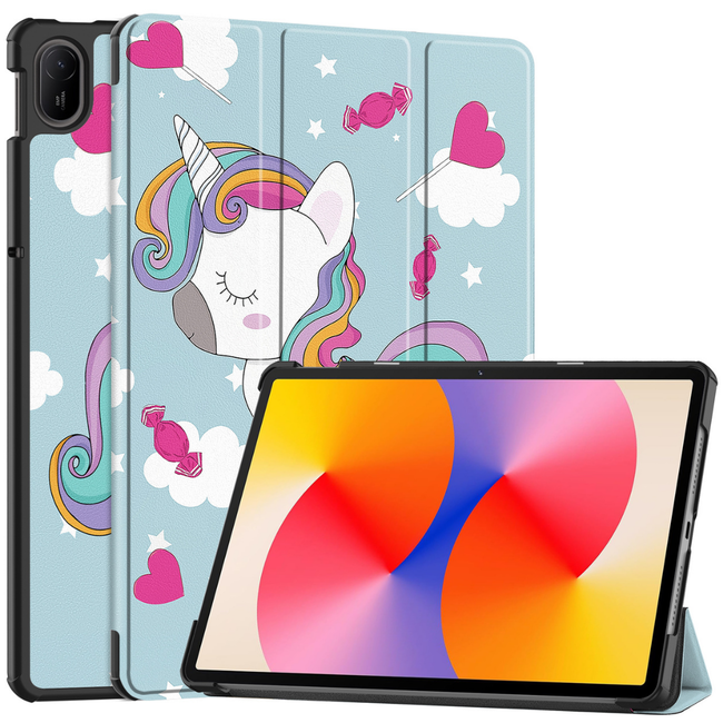 Case2go - Tablet hoes geschikt voor Huawei MatePad SE 11 (2024) - Tri-Fold Book Case - Auto Wake/Sleep functie - Eenhoorn