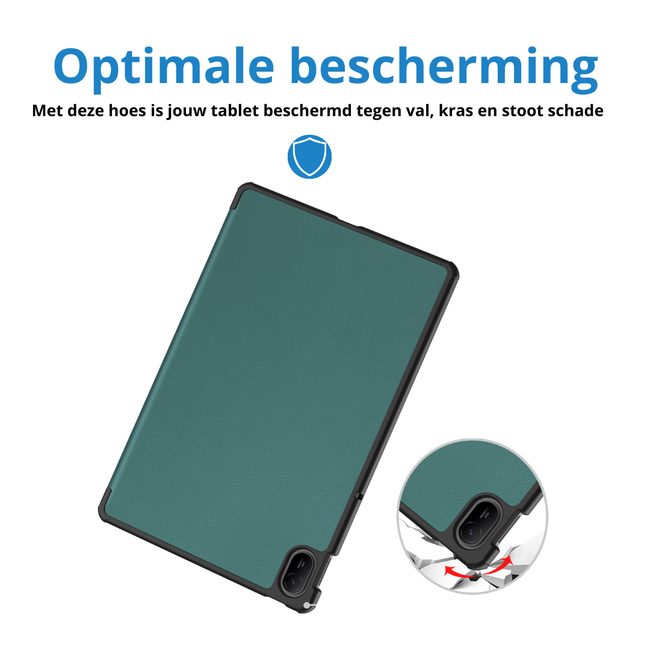 Case2go - Tablet hoes geschikt voor Huawei MatePad SE 11 (2024) - Tri-Fold Book Case - Auto Wake/Sleep functie - Donker Groen