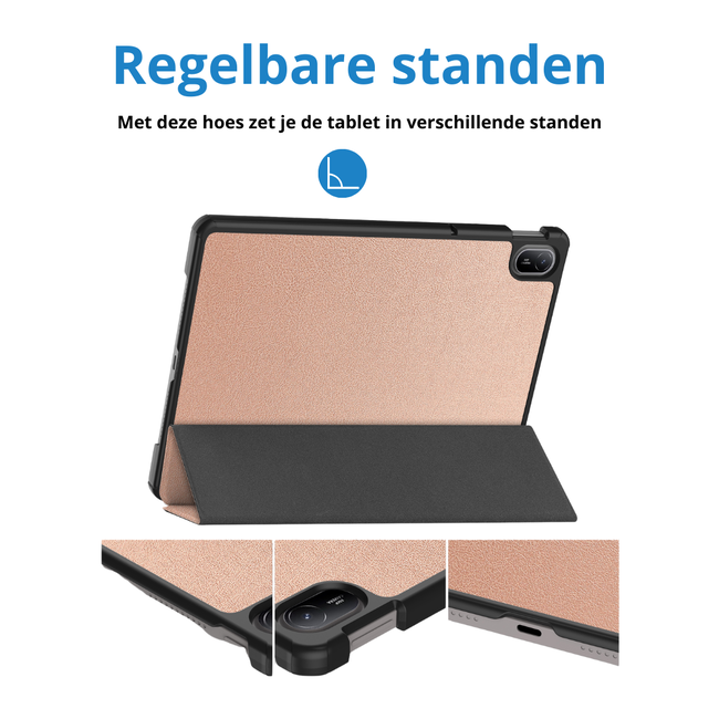 Case2go - Tablet hoes geschikt voor Huawei MatePad SE 11 (2024) - Tri-Fold Book Case - Auto Wake/Sleep functie - Rose Goud