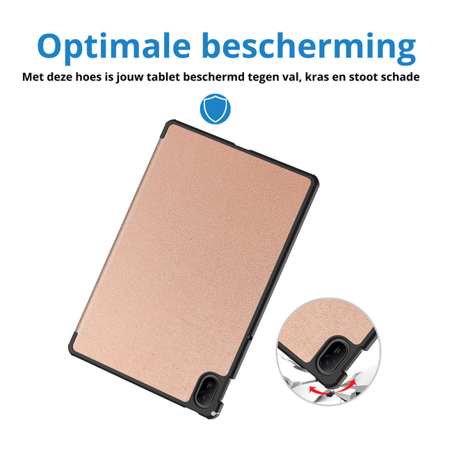 Case2go - Tablet hoes geschikt voor Huawei MatePad SE 11 (2024) - Tri-Fold Book Case - Auto Wake/Sleep functie - Rose Goud