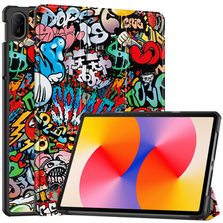 Case2go Case2go - Tablet hoes geschikt voor Huawei MatePad SE 11 (2024) - Tri-Fold Book Case - Auto Wake/Sleep functie - Graffiti