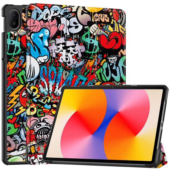 Case2go - Tablet hoes geschikt voor Huawei MatePad SE 11 (2024) - Tri-Fold Book Case - Auto Wake/Sleep functie - Graffiti