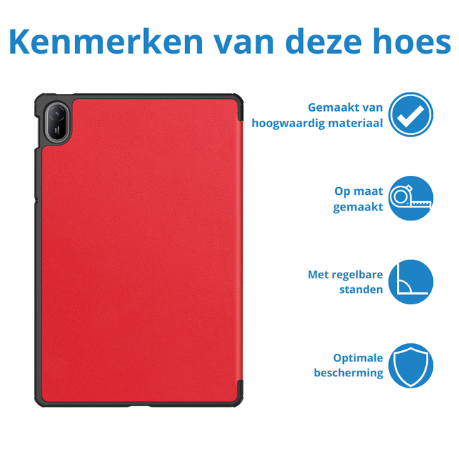 Case2go - Tablet hoes geschikt voor Huawei MatePad SE 11 (2024) - Tri-Fold Book Case - Auto Wake/Sleep functie - Rood