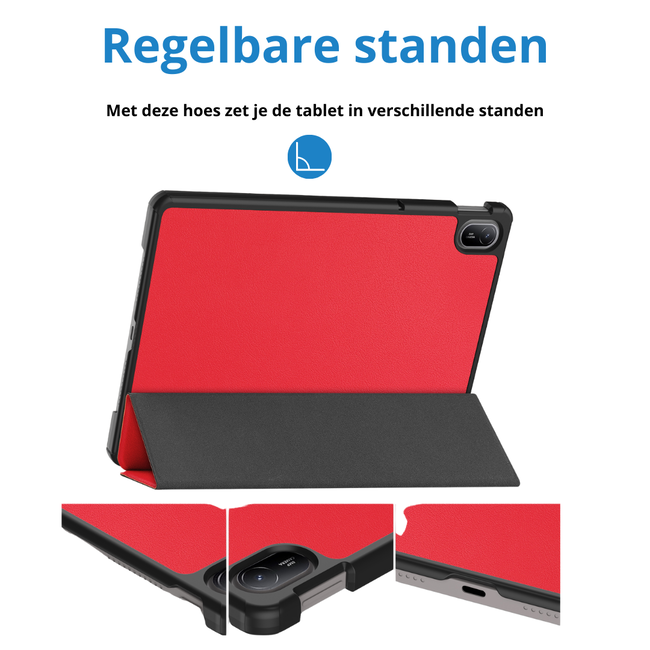 Case2go - Tablet hoes geschikt voor Huawei MatePad SE 11 (2024) - Tri-Fold Book Case - Auto Wake/Sleep functie - Rood