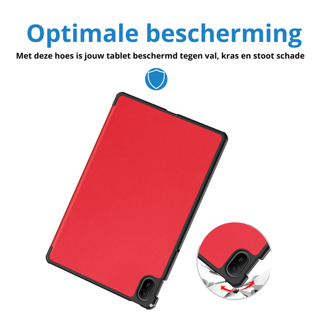 Case2go - Tablet hoes geschikt voor Huawei MatePad SE 11 (2024) - Tri-Fold Book Case - Auto Wake/Sleep functie - Rood