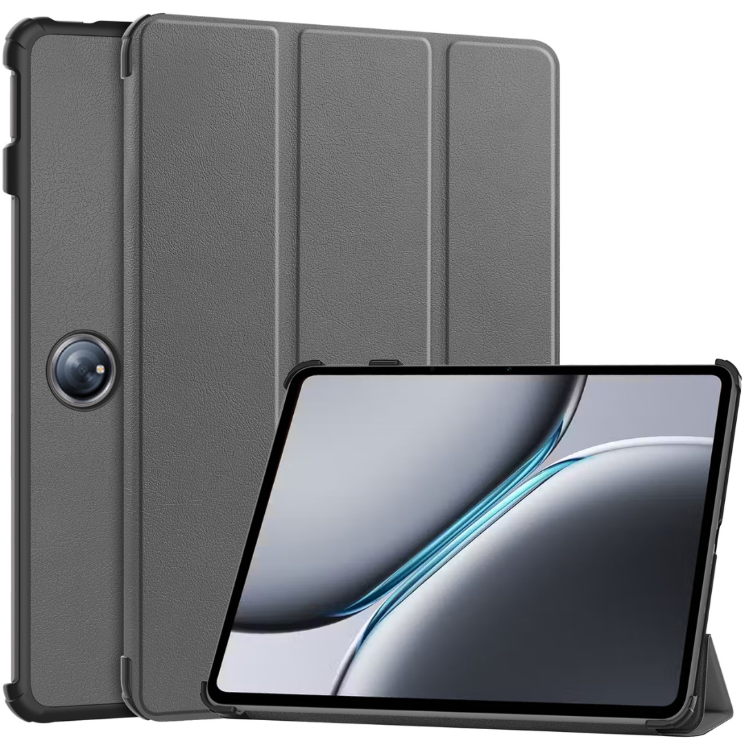 Case2go - Tablet hoes geschikt voor OnePlus Pad 2 (2024)/ OnePlus Pad Pro - Tri-fold hoes - Auto/Wake functie  - Grijs afbeelding