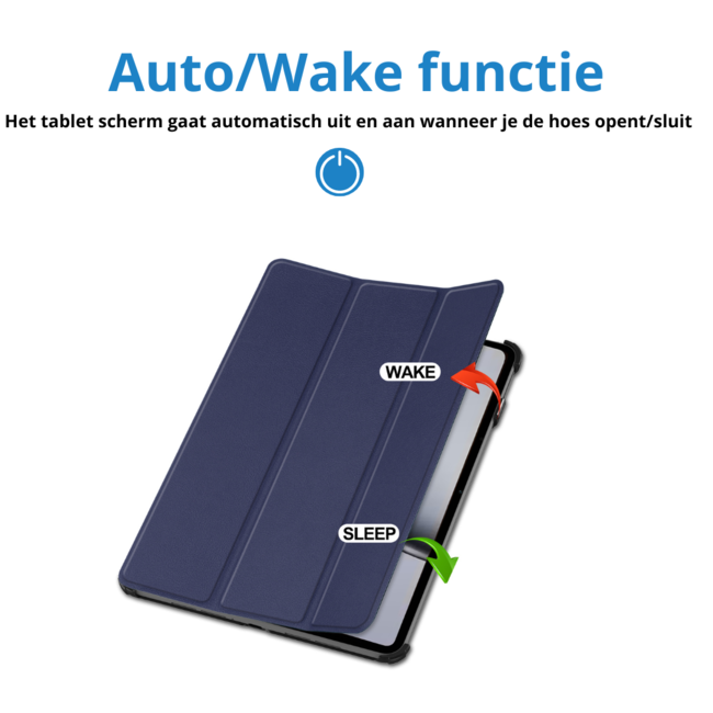 Case2go - Tablet hoes geschikt voor OnePlus Pad 2 (2024)/ OnePlus Pad Pro - Tri-fold hoes - Auto/Wake functie - Donker Blauw