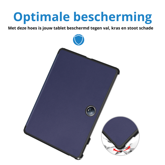 Case2go - Tablet hoes geschikt voor OnePlus Pad 2 (2024)/ OnePlus Pad Pro - Tri-fold hoes - Auto/Wake functie - Donker Blauw