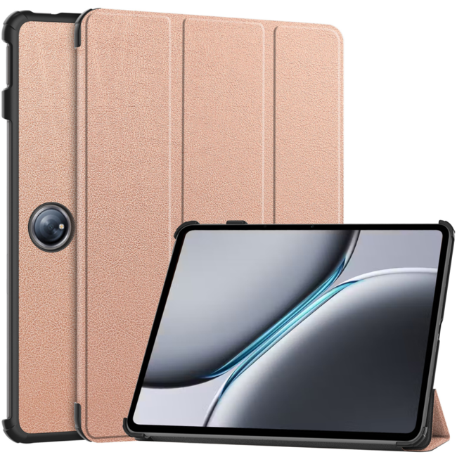 Case2go - Tablet hoes geschikt voor OnePlus Pad 2 (2024)/ OnePlus Pad Pro - Tri-fold hoes - Auto/Wake functie - Rose Goud