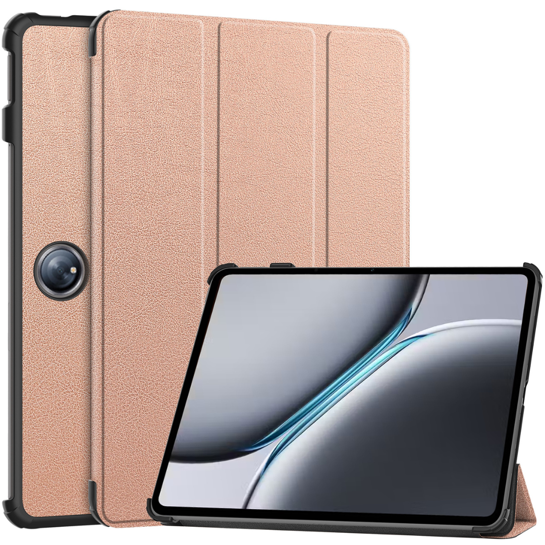 Case2go - Tablet hoes geschikt voor OnePlus Pad 2 (2024)/ OnePlus Pad Pro - Tri-fold hoes - Auto/Wake functie - Rose Goud afbeelding