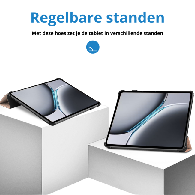 Case2go - Tablet hoes geschikt voor OnePlus Pad 2 (2024)/ OnePlus Pad Pro - Tri-fold hoes - Auto/Wake functie - Rose Goud