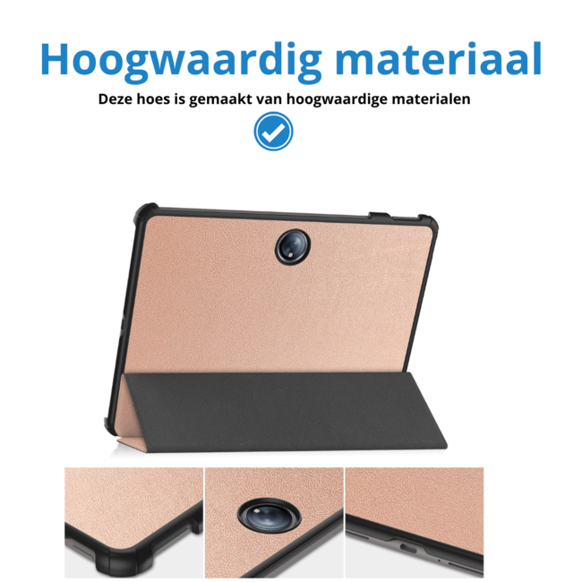 Case2go - Tablet hoes geschikt voor OnePlus Pad 2 (2024)/ OnePlus Pad Pro - Tri-fold hoes - Auto/Wake functie - Rose Goud