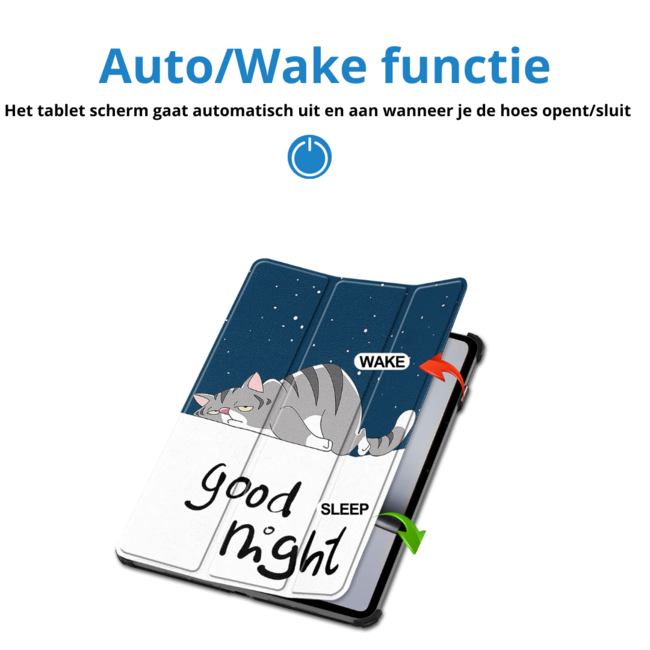 Case2go -Tablet hoes geschikt voor OnePlus Pad 2 (2024)/ OnePlus Pad Pro - Tri-fold hoes - Auto/Wake functie - Goodnight
