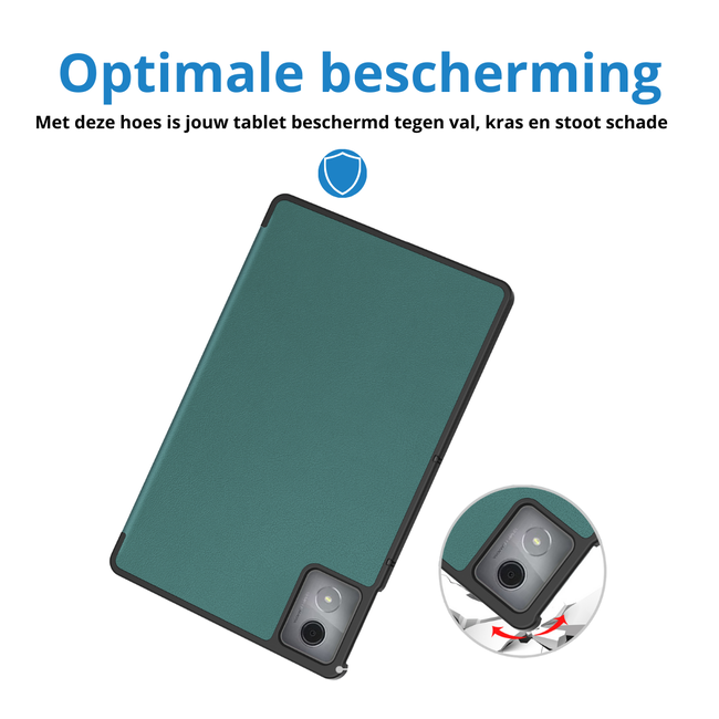 Case2go - Tablet hoes geschikt voor Lenovo Tab K11 Plus - Tri-Fold Book Case - Auto/Wake functie - Donker Groen