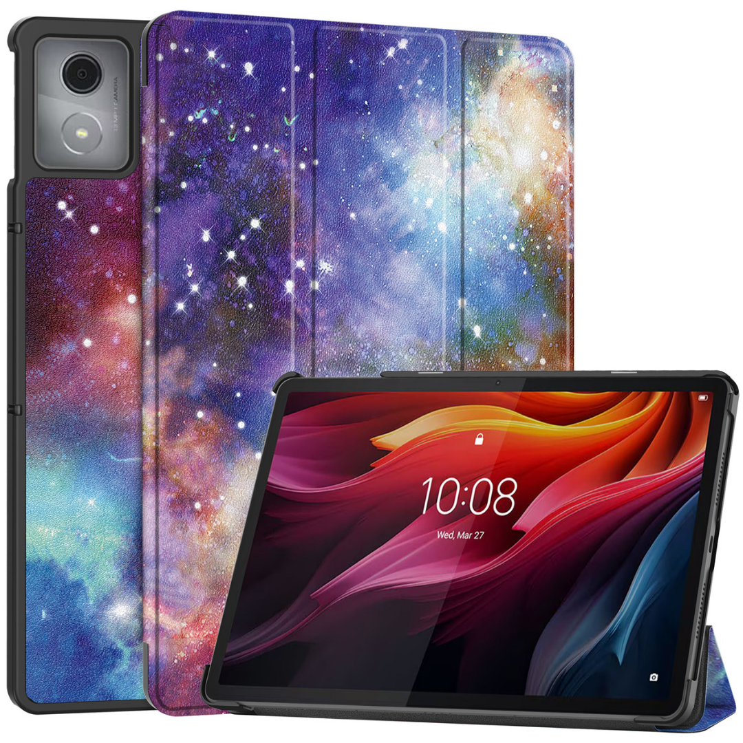Case2go - Tablet hoes geschikt voor Lenovo Tab K11 Plus - Tri-Fold Book Case - Auto/Wake functie - Galaxy afbeelding