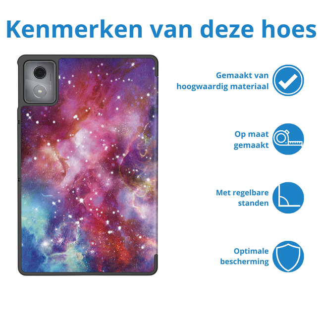 Case2go - Tablet hoes geschikt voor Lenovo Tab K11 Plus - Tri-Fold Book Case - Auto/Wake functie - Galaxy