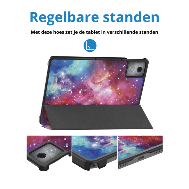Case2go - Tablet hoes geschikt voor Lenovo Tab K11 Plus - Tri-Fold Book Case - Auto/Wake functie - Galaxy