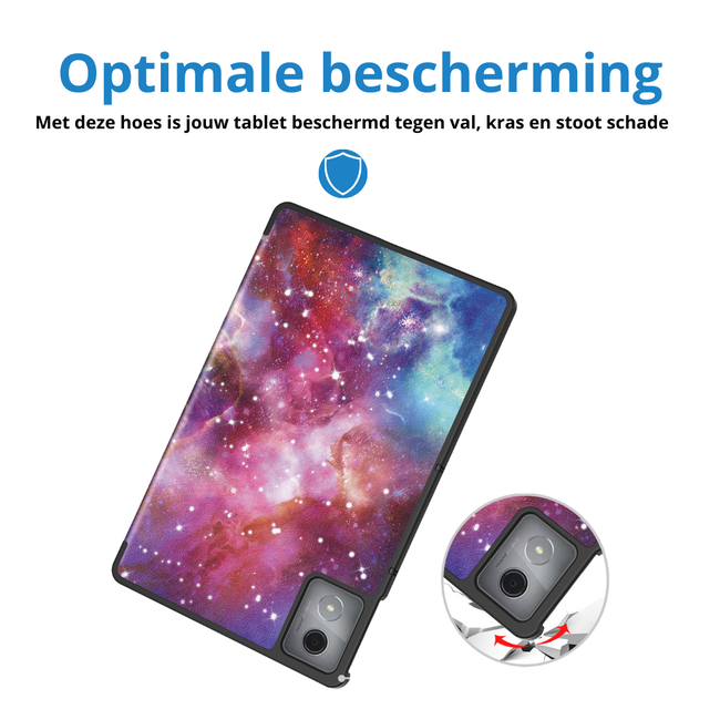 Case2go - Tablet hoes geschikt voor Lenovo Tab K11 Plus - Tri-Fold Book Case - Auto/Wake functie - Galaxy