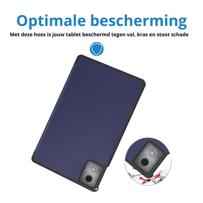 Case2go - Tablet hoes geschikt voor Lenovo Tab K11 Plus - Tri-Fold Book Case - Auto/Wake functie - Donker Blauw