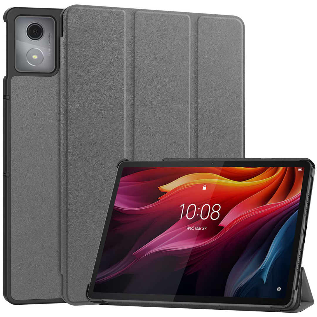 Case2go - Tablet hoes geschikt voor Lenovo Tab K11 Plus - Tri-Fold Book Case - Auto/Wake functie - Grijs afbeelding