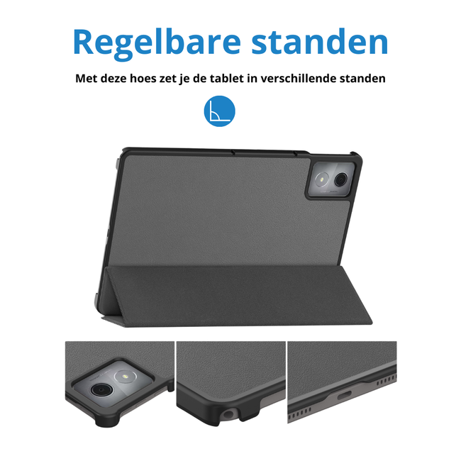 Case2go - Tablet hoes geschikt voor Lenovo Tab K11 Plus - Tri-Fold Book Case - Auto/Wake functie - Grijs