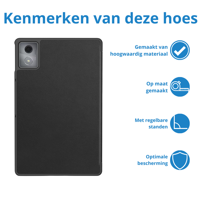Case2go - Tablet hoes geschikt voor Lenovo Tab K11 Plus - Tri-Fold Book Case - Auto/Wake functie - Zwart