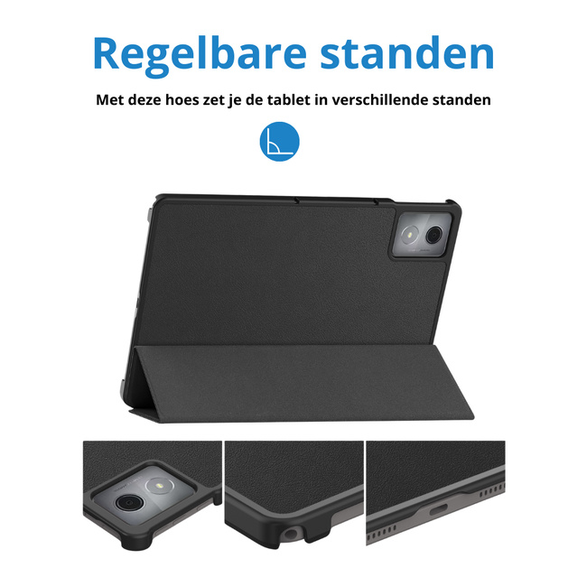 Case2go - Tablet hoes geschikt voor Lenovo Tab K11 Plus - Tri-Fold Book Case - Auto/Wake functie - Zwart