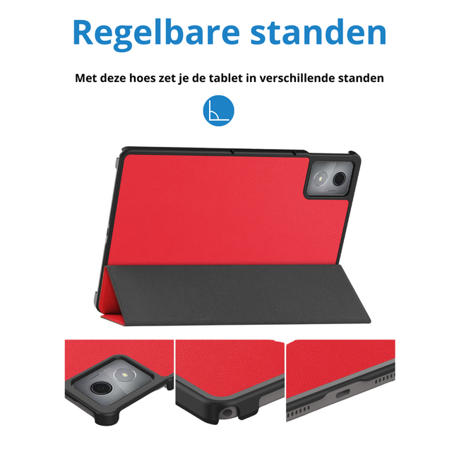 Case2go - Tablet hoes geschikt voor Lenovo Tab K11 Plus - Tri-Fold Book Case - Auto/Wake functie - Rood