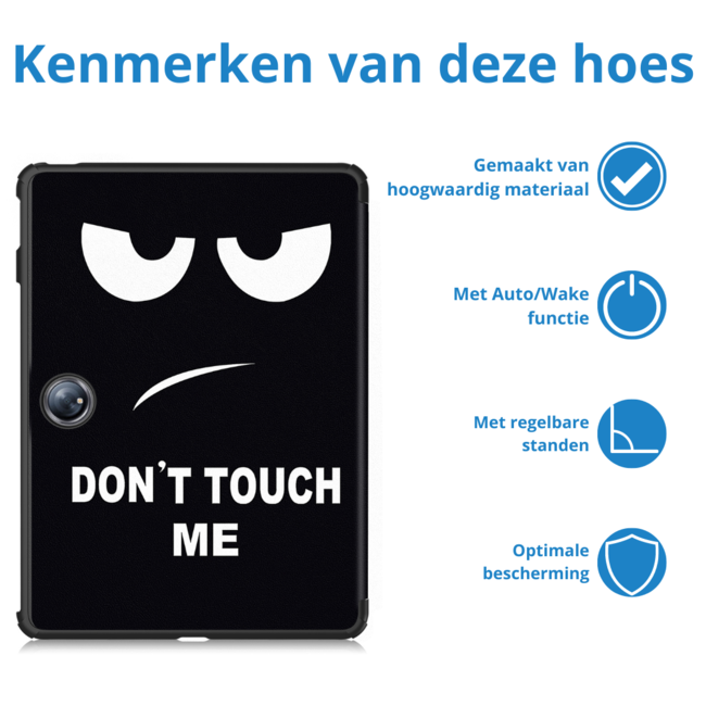 Case2go - Tablet hoes geschikt voor OnePlus Pad 2 (2024)/ OnePlus Pad Pro - Tri-fold hoes - Auto/Wake functie - Don't Touch Me