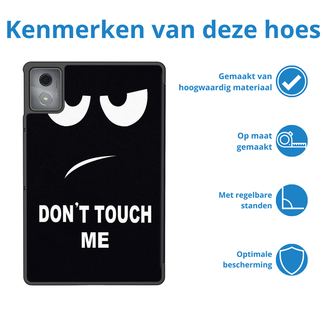 Case2go - Tablet hoes geschikt voor Lenovo Tab K11 Plus - Tri-Fold Book Case - Auto/Wake functie - Dont Touch Me