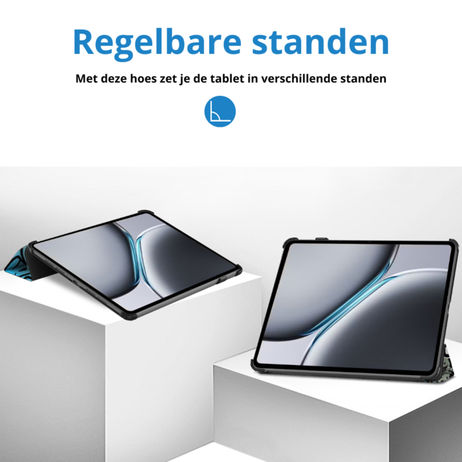 Case2go - Tablet hoes geschikt voor OnePlus Pad 2 (2024)/ OnePlus Pad Pro - Tri-fold hoes - Auto/Wake functie - Graffiti