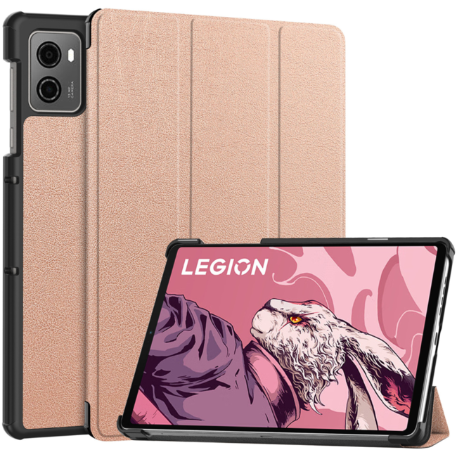 Case2go - Tablet hoes geschikt voor Lenovo Legion Tab (2023) - Tri-fold hoes - Auto/Wake functie - Rosegoud