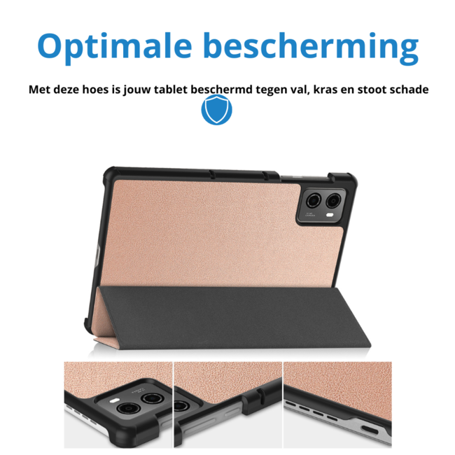 Case2go - Tablet hoes geschikt voor Lenovo Legion Tab (2023) - Tri-fold hoes - Auto/Wake functie - Rosegoud