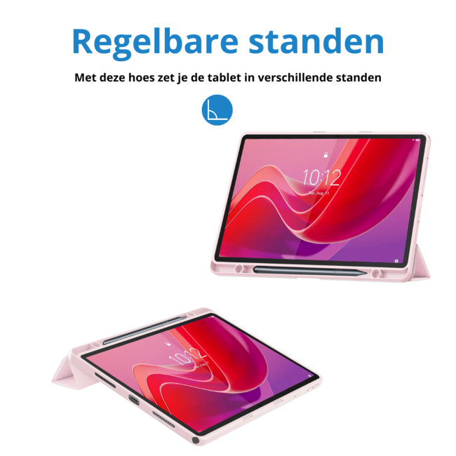 Case2go - Tablet hoes geschikt voor Lenovo Tab M11 (2024) - Acrylic Trifold case met Pencil houder - Licht Roze