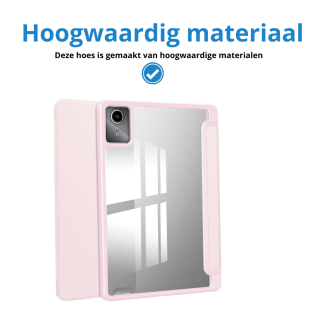 Case2go - Tablet hoes geschikt voor Lenovo Tab M11 (2024) - Acrylic Trifold case met Pencil houder - Licht Roze
