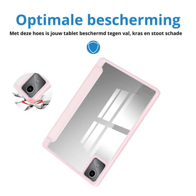 Case2go - Tablet hoes geschikt voor Lenovo Tab M11 (2024) - Acrylic Trifold case met Pencil houder - Licht Roze