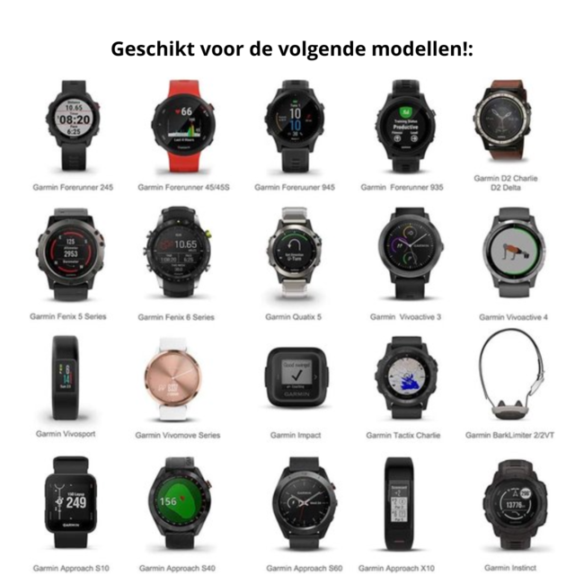 Case2go - Oplaadkabel compatibel met Garmin Instinct / Forerunner / Fenix / Venu / Venu SQ / Vivoactive / Epix Pro / Vivomove / Fenix / Approuch -  USB Type C - 1.0 meter - Zwart