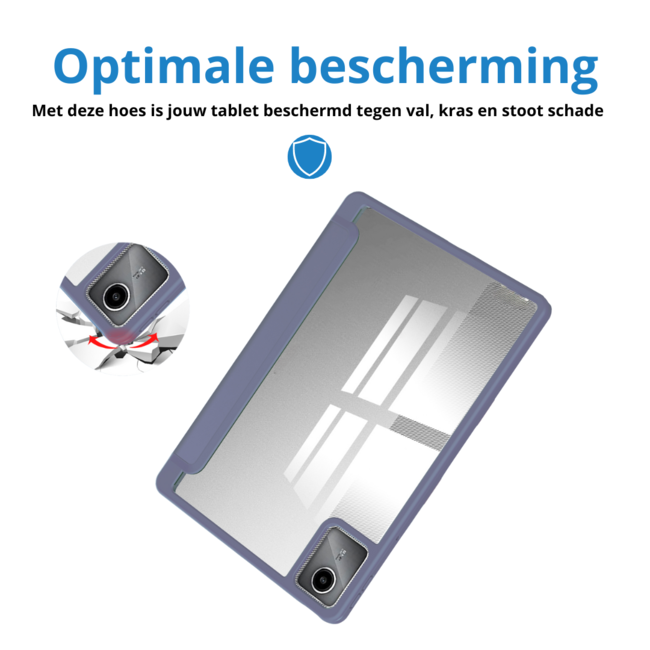 Case2go - Tablet hoes geschikt voor Lenovo Tab M11 (2024) - Acrylic Trifold case met Pencil houder - Paars