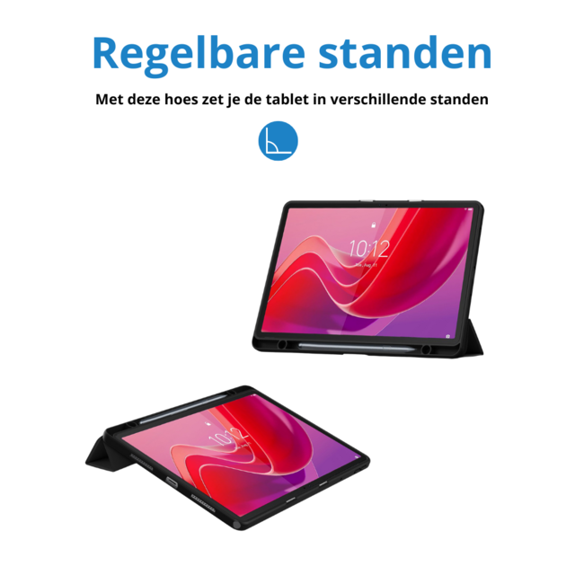 Case2go - Tablet hoes geschikt voor Lenovo Tab M11 (2024) - Acrylic Trifold case met Pencil houder - Zwart