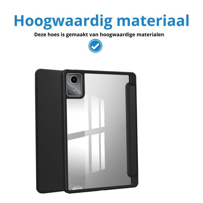 Case2go - Tablet hoes geschikt voor Lenovo Tab M11 (2024) - Acrylic Trifold case met Pencil houder - Zwart