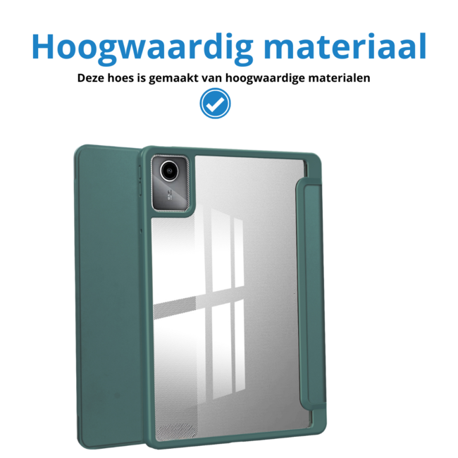 Case2go - Tablet hoes geschikt voor Lenovo Tab M11 (2024) - Acrylic Trifold case met Pencil houder - Donker Groen