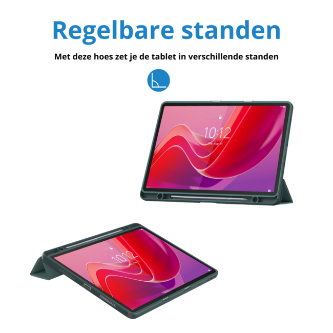 Case2go - Tablet hoes geschikt voor Lenovo Tab M11 (2024) - Acrylic Trifold case met Pencil houder - Donker Groen